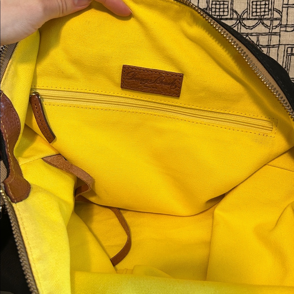 Dooney & Bourke Black Canvas Duffel with Tan Leather Trim - Picture 10 of 16